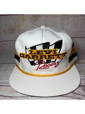 Vintage Levi Garrett Racing Hat 3 Stripe Cap Snap Back NASCAR Trucker 80s NEW